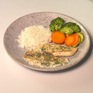 Tilápia com arroz e legumes 300g